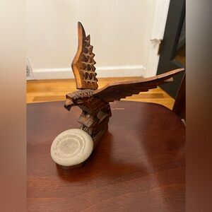 Vintage Wooden Hand Carved Hawk Eagle HandMade wooden falcon 70s Trinket Dish